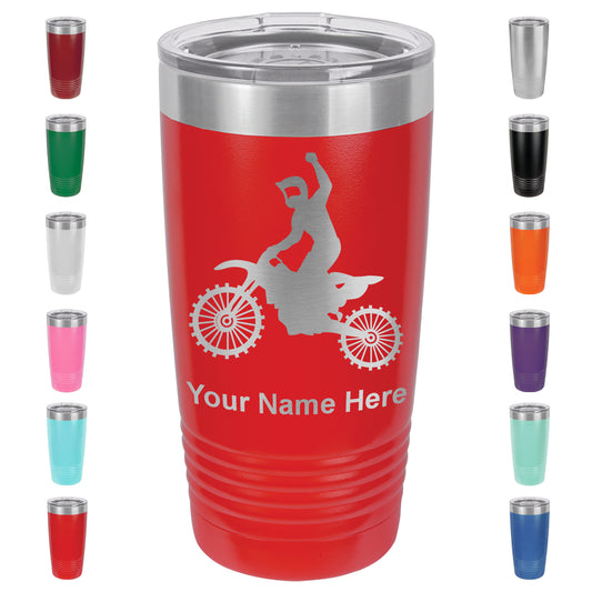 20oz Vacuum Insulated Tumbler Mug, Motocross, Personalized Engraving Included