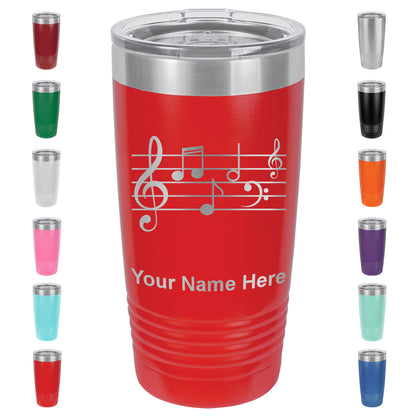 20oz Vacuum Insulated Tumbler Mug, Music Staff, Personalized Engraving Included