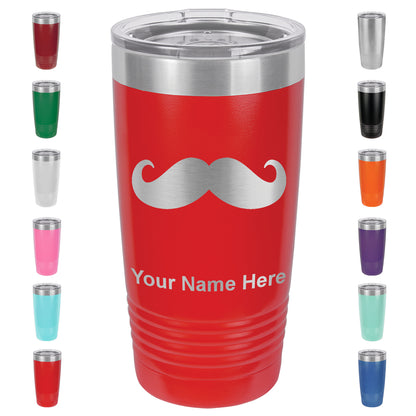20oz Vacuum Insulated Tumbler Mug, Mustache, Personalized Engraving Included