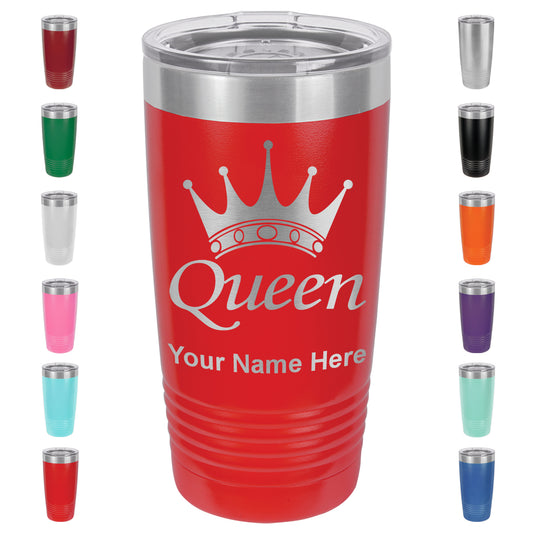 20oz Vacuum Insulated Tumbler Mug, Queen Crown, Personalized Engraving Included