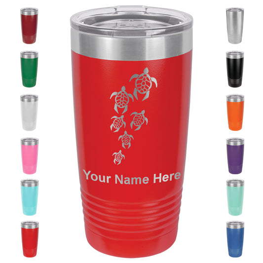 20oz Vacuum Insulated Tumbler Mug, Sea Turtle Family, Personalized Engraving Included