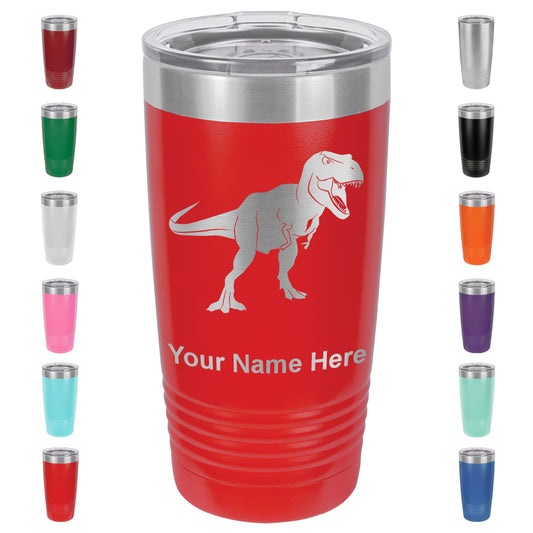 20oz Vacuum Insulated Tumbler Mug, Tyrannosaurus Rex Dinosaur, Personalized Engraving Included