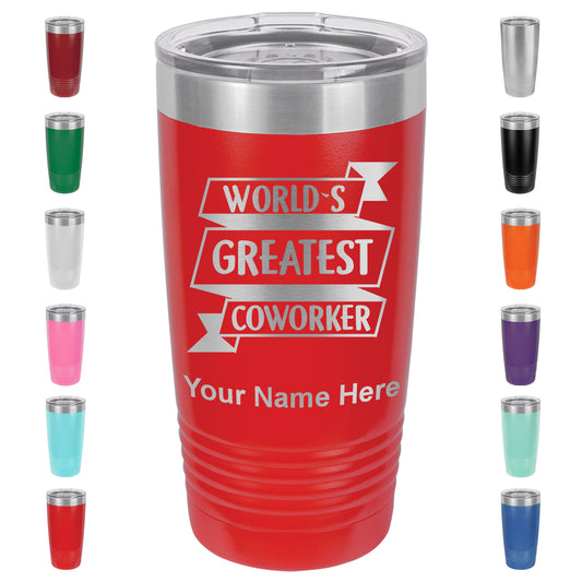20oz Vacuum Insulated Tumbler Mug, World's Greatest Coworker, Personalized Engraving Included
