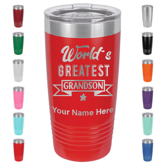 20oz Vacuum Insulated Tumbler Mug, World's Greatest Grandson, Personalized Engraving Included