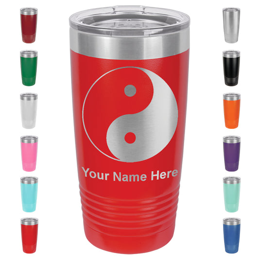 20oz Vacuum Insulated Tumbler Mug, Yin Yang, Personalized Engraving Included