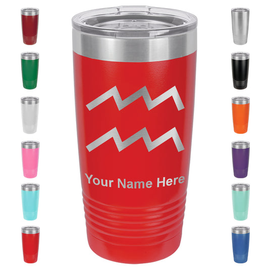 20oz Vacuum Insulated Tumbler Mug, Zodiac Sign Aquarius, Personalized Engraving Included