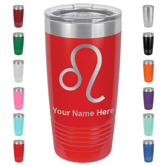 20oz Vacuum Insulated Tumbler Mug, Zodiac Sign Leo, Personalized Engraving Included