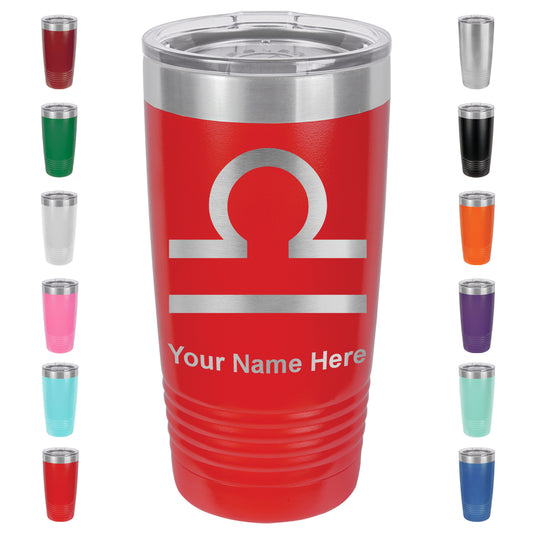 20oz Vacuum Insulated Tumbler Mug, Zodiac Sign Libra, Personalized Engraving Included