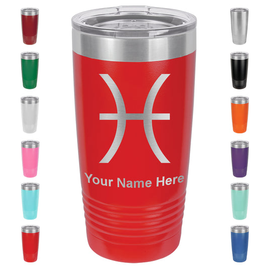 20oz Vacuum Insulated Tumbler Mug, Zodiac Sign Pisces, Personalized Engraving Included