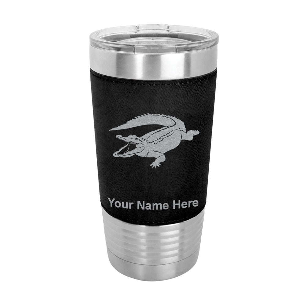 20oz Faux Leather Tumbler Mug, Alligator, Personalized Engraving Included - LaserGram Custom Engraved Gifts