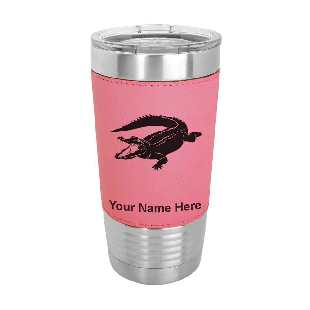 20oz Faux Leather Tumbler Mug, Alligator, Personalized Engraving Included - LaserGram Custom Engraved Gifts