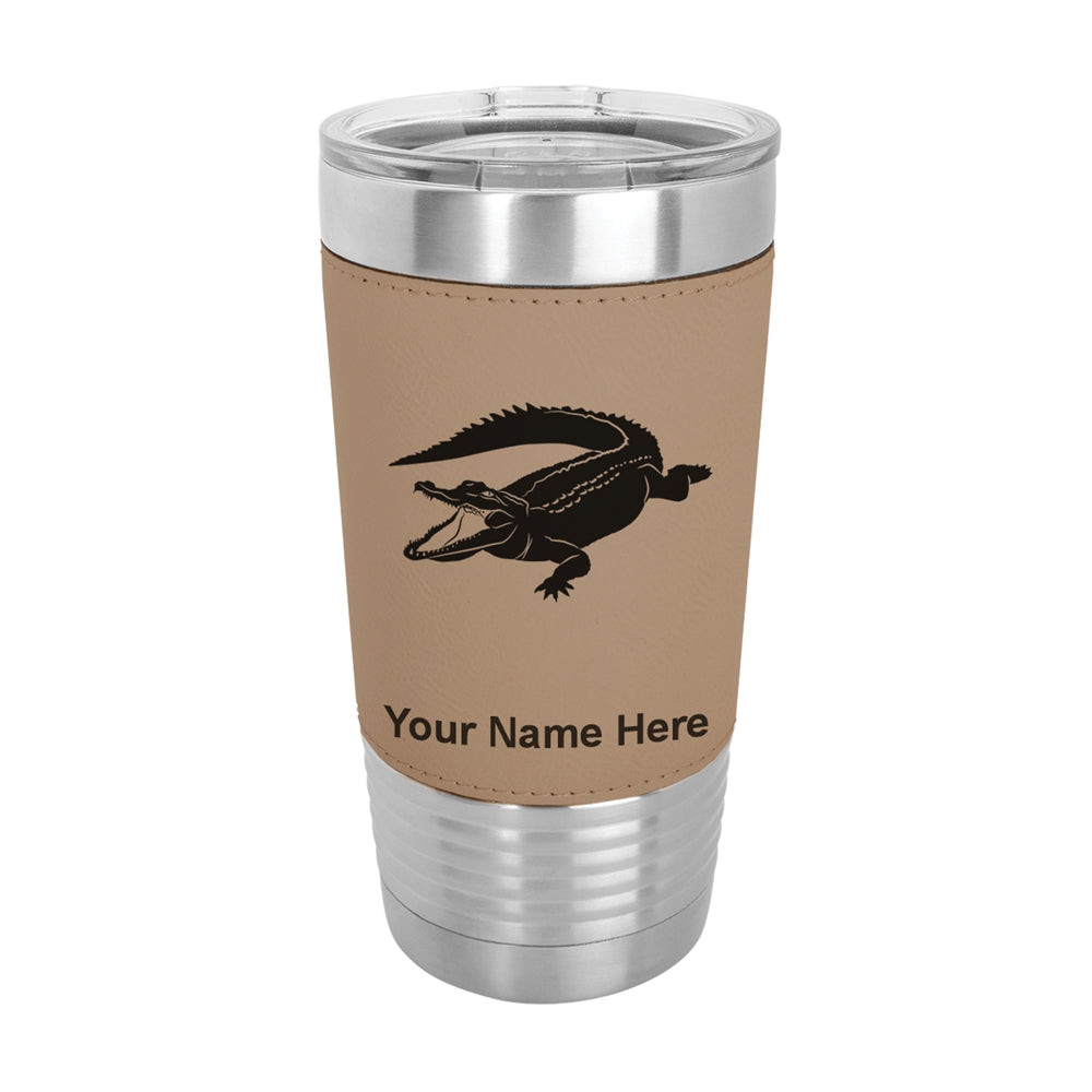 20oz Faux Leather Tumbler Mug, Alligator, Personalized Engraving Included - LaserGram Custom Engraved Gifts
