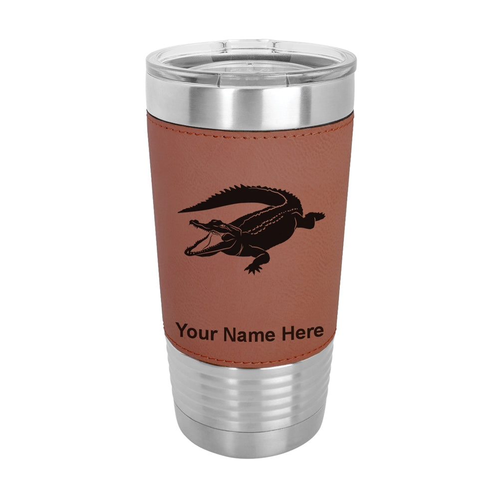 20oz Faux Leather Tumbler Mug, Alligator, Personalized Engraving Included - LaserGram Custom Engraved Gifts