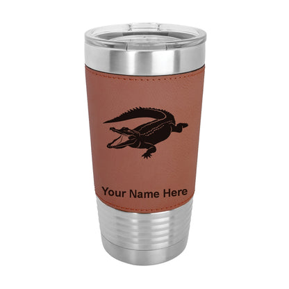 20oz Faux Leather Tumbler Mug, Alligator, Personalized Engraving Included - LaserGram Custom Engraved Gifts