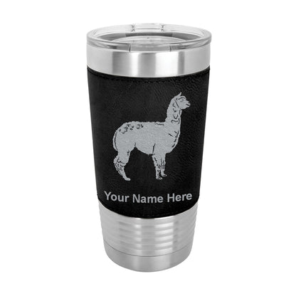20oz Faux Leather Tumbler Mug, Alpaca, Personalized Engraving Included - LaserGram Custom Engraved Gifts