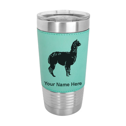 20oz Faux Leather Tumbler Mug, Alpaca, Personalized Engraving Included - LaserGram Custom Engraved Gifts