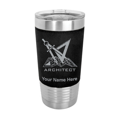 20oz Faux Leather Tumbler Mug, Architect Symbol, Personalized Engraving Included - LaserGram Custom Engraved Gifts