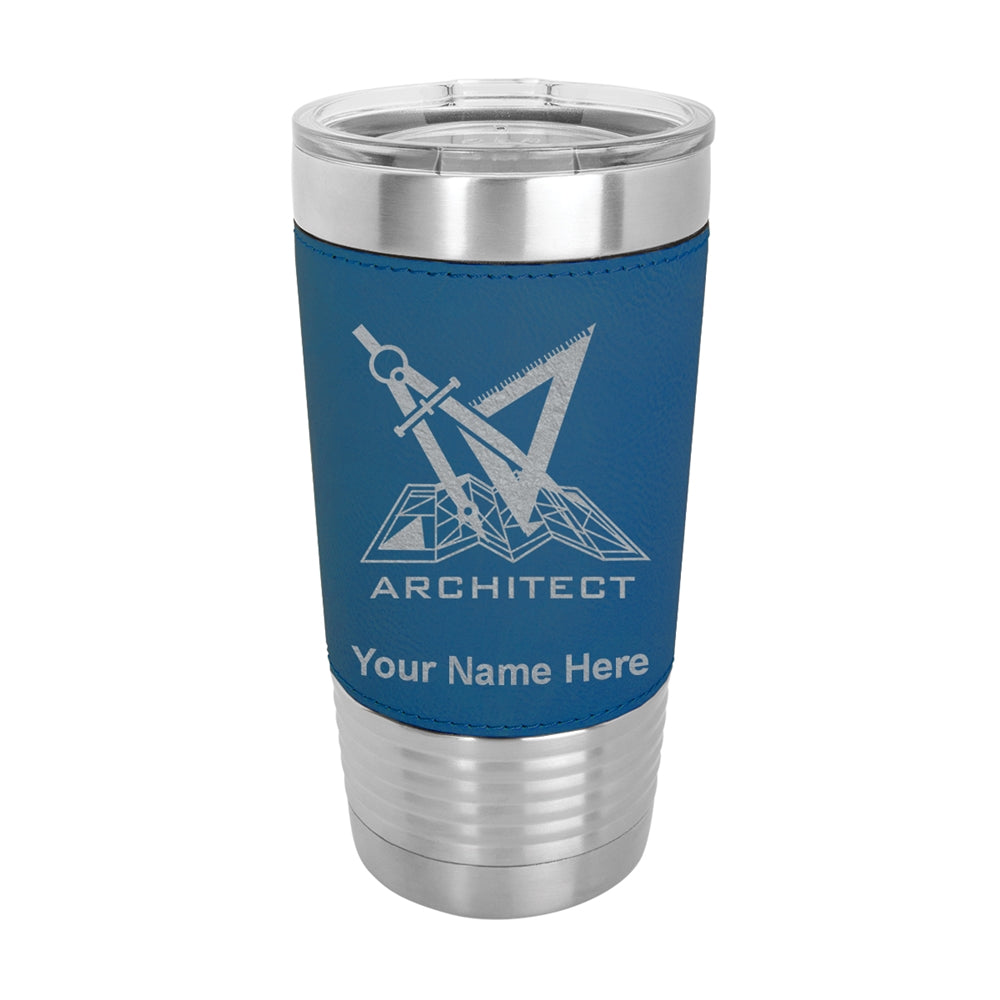 20oz Faux Leather Tumbler Mug, Architect Symbol, Personalized Engraving Included - LaserGram Custom Engraved Gifts