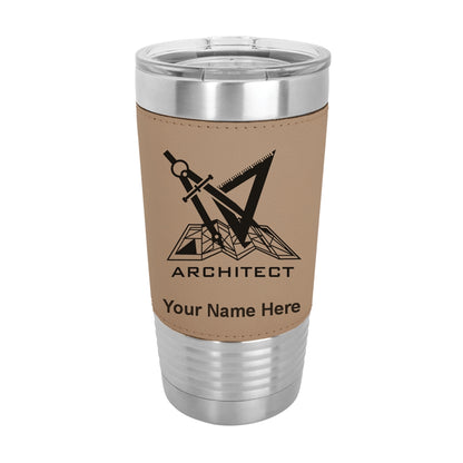 20oz Faux Leather Tumbler Mug, Architect Symbol, Personalized Engraving Included - LaserGram Custom Engraved Gifts