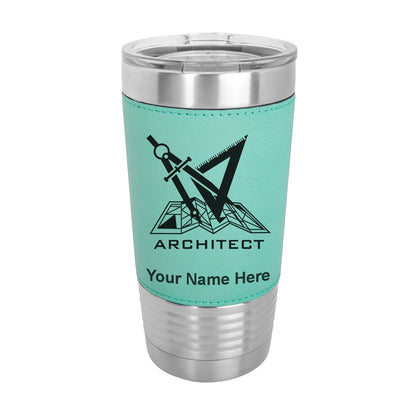 20oz Faux Leather Tumbler Mug, Architect Symbol, Personalized Engraving Included - LaserGram Custom Engraved Gifts