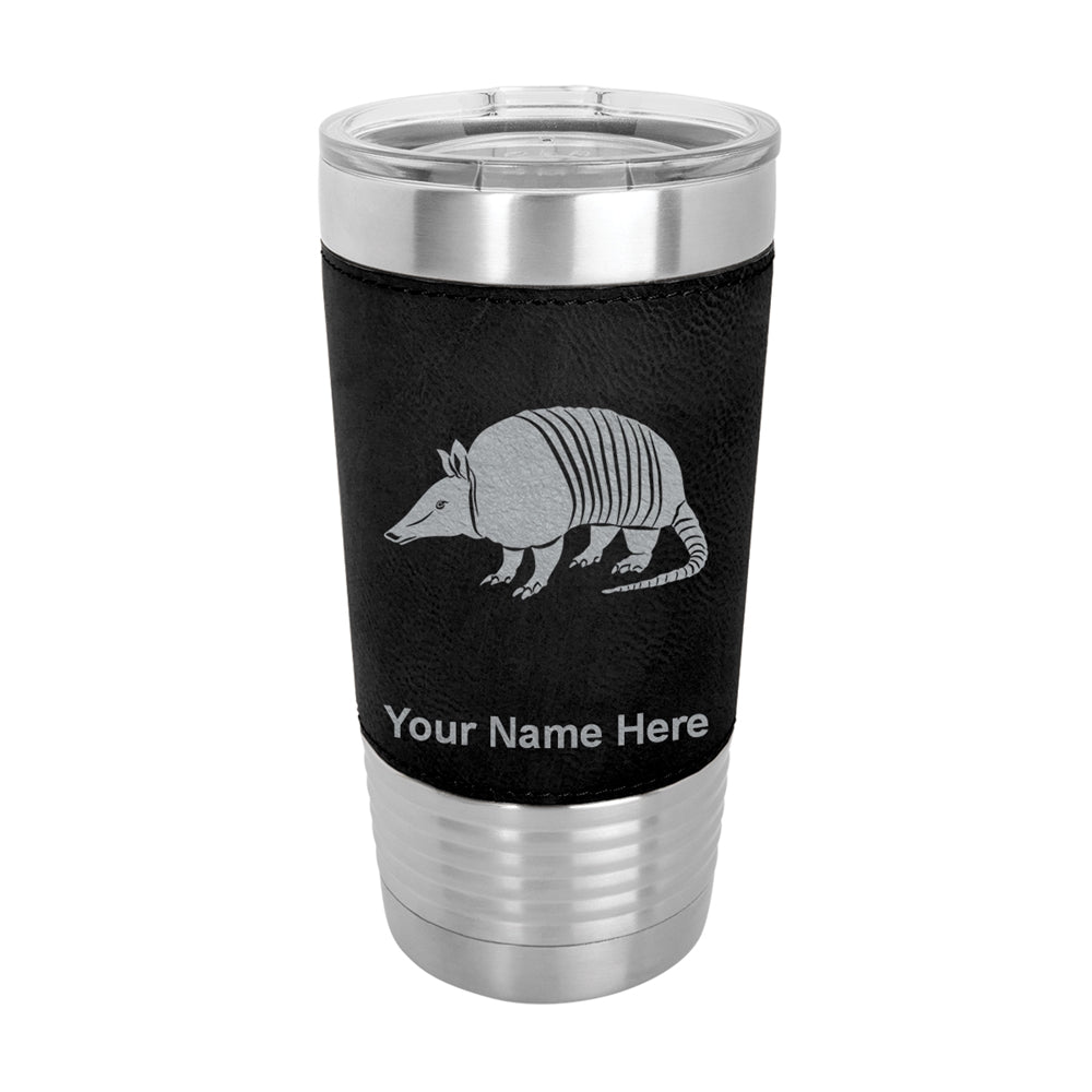 20oz Faux Leather Tumbler Mug, Armadillo, Personalized Engraving Included - LaserGram Custom Engraved Gifts