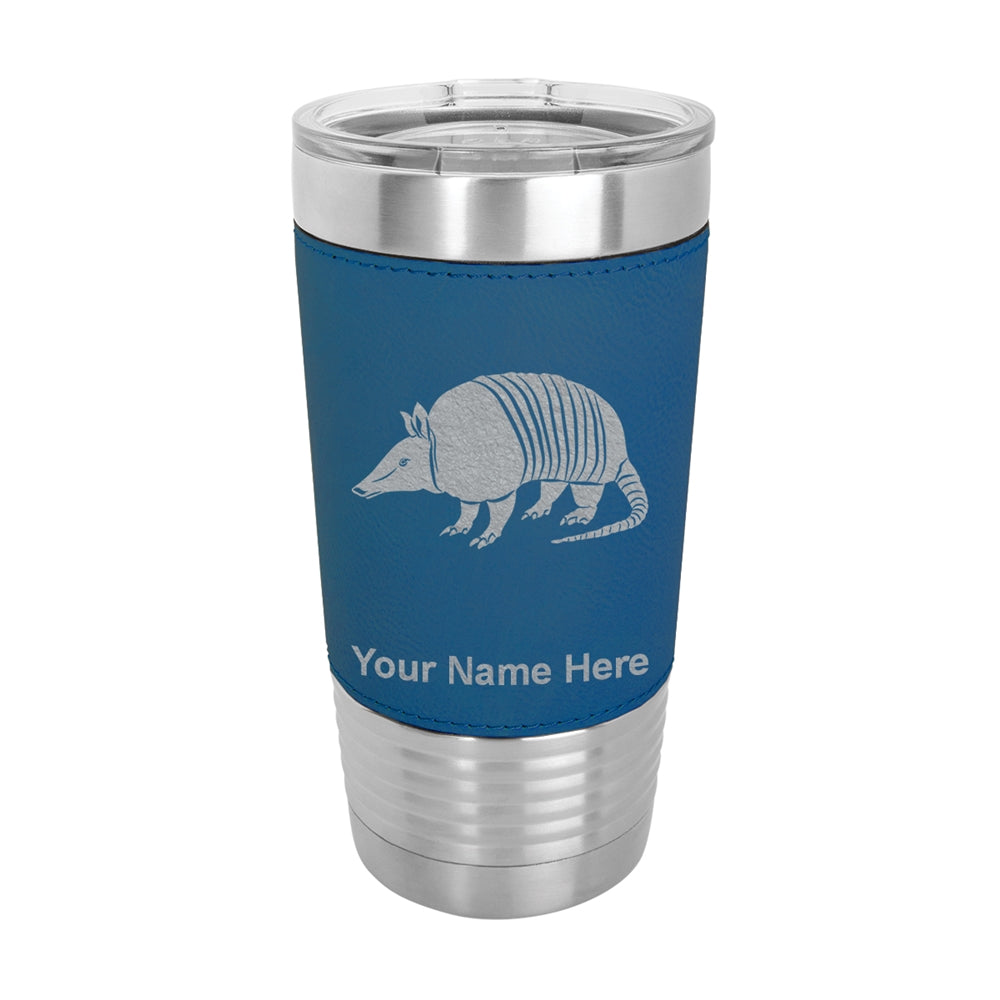 20oz Faux Leather Tumbler Mug, Armadillo, Personalized Engraving Included - LaserGram Custom Engraved Gifts