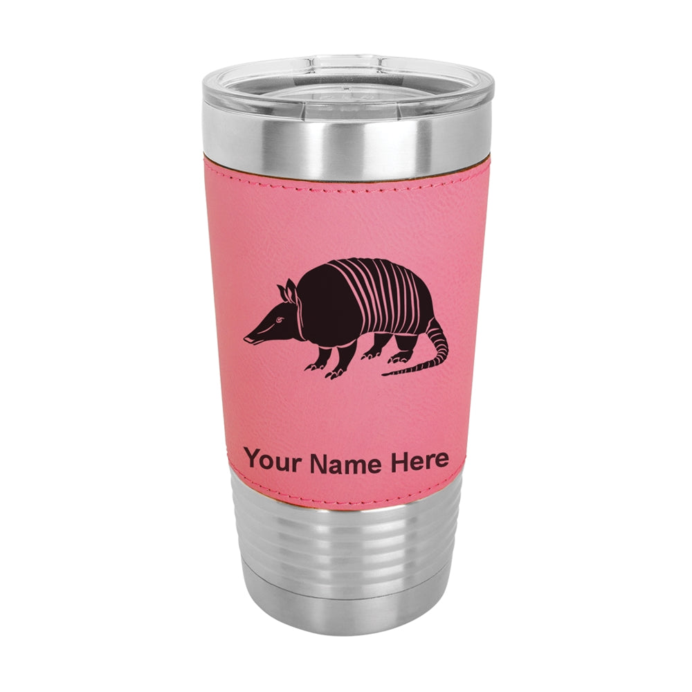 20oz Faux Leather Tumbler Mug, Armadillo, Personalized Engraving Included - LaserGram Custom Engraved Gifts