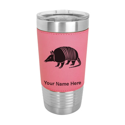 20oz Faux Leather Tumbler Mug, Armadillo, Personalized Engraving Included - LaserGram Custom Engraved Gifts