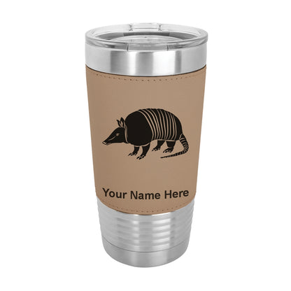 20oz Faux Leather Tumbler Mug, Armadillo, Personalized Engraving Included - LaserGram Custom Engraved Gifts