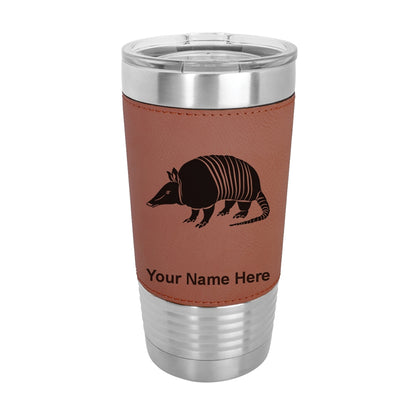20oz Faux Leather Tumbler Mug, Armadillo, Personalized Engraving Included - LaserGram Custom Engraved Gifts