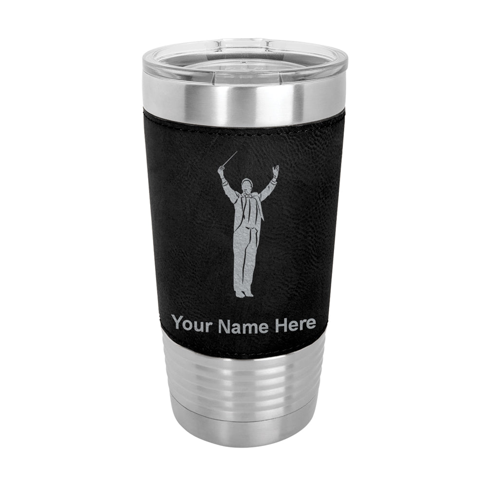 20oz Faux Leather Tumbler Mug, Band Director, Personalized Engraving Included - LaserGram Custom Engraved Gifts