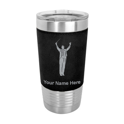20oz Faux Leather Tumbler Mug, Band Director, Personalized Engraving Included - LaserGram Custom Engraved Gifts