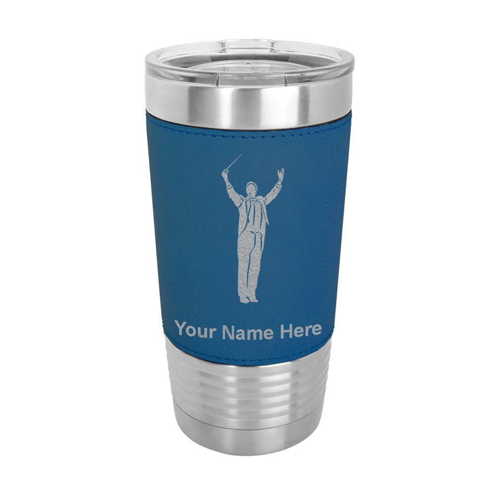 20oz Faux Leather Tumbler Mug, Band Director, Personalized Engraving Included - LaserGram Custom Engraved Gifts