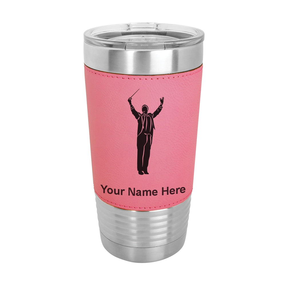 20oz Faux Leather Tumbler Mug, Band Director, Personalized Engraving Included - LaserGram Custom Engraved Gifts