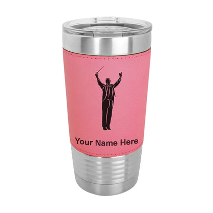 20oz Faux Leather Tumbler Mug, Band Director, Personalized Engraving Included - LaserGram Custom Engraved Gifts