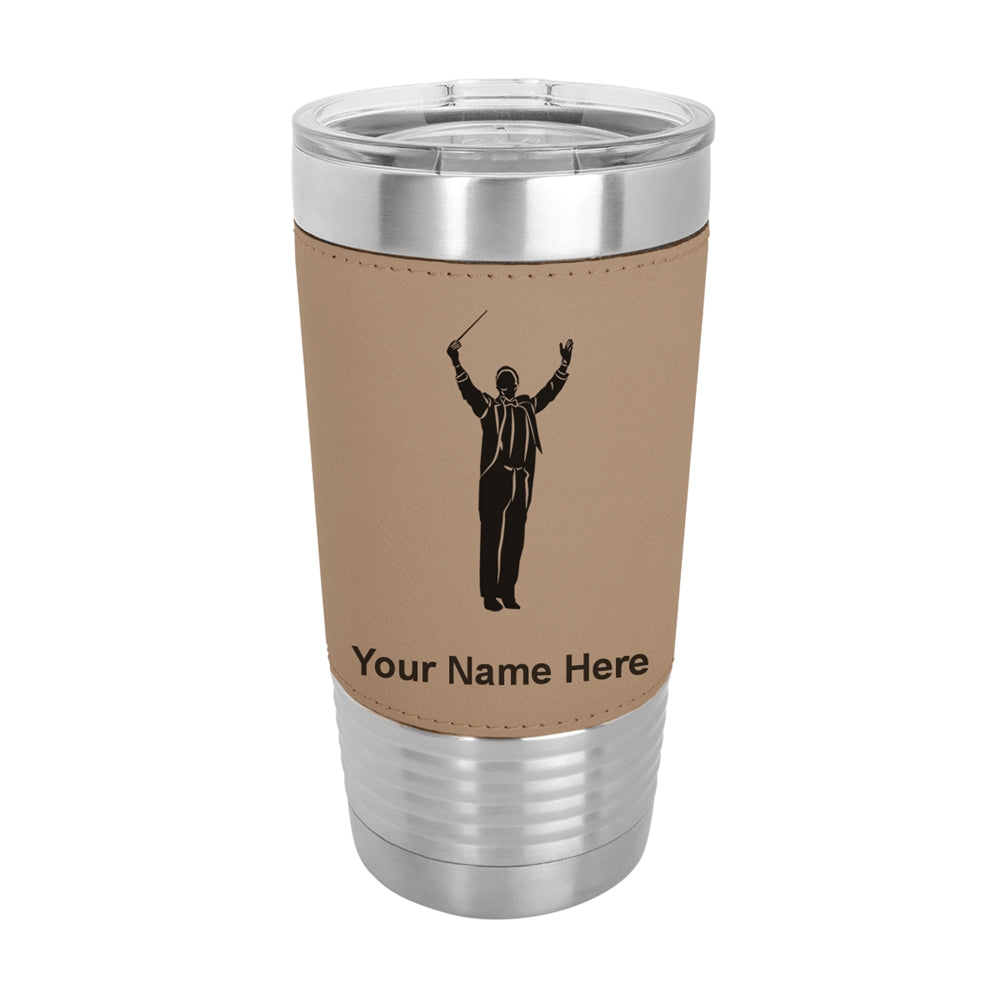 20oz Faux Leather Tumbler Mug, Band Director, Personalized Engraving Included - LaserGram Custom Engraved Gifts