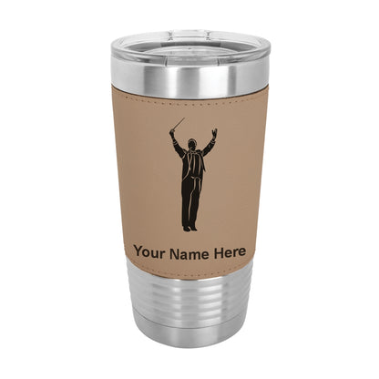 20oz Faux Leather Tumbler Mug, Band Director, Personalized Engraving Included - LaserGram Custom Engraved Gifts