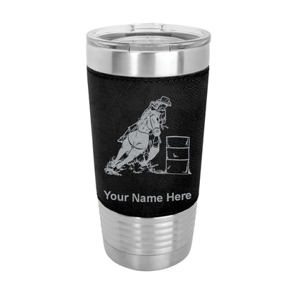 20oz Faux Leather Tumbler Mug, Barrel Racer, Personalized Engraving Included - LaserGram Custom Engraved Gifts