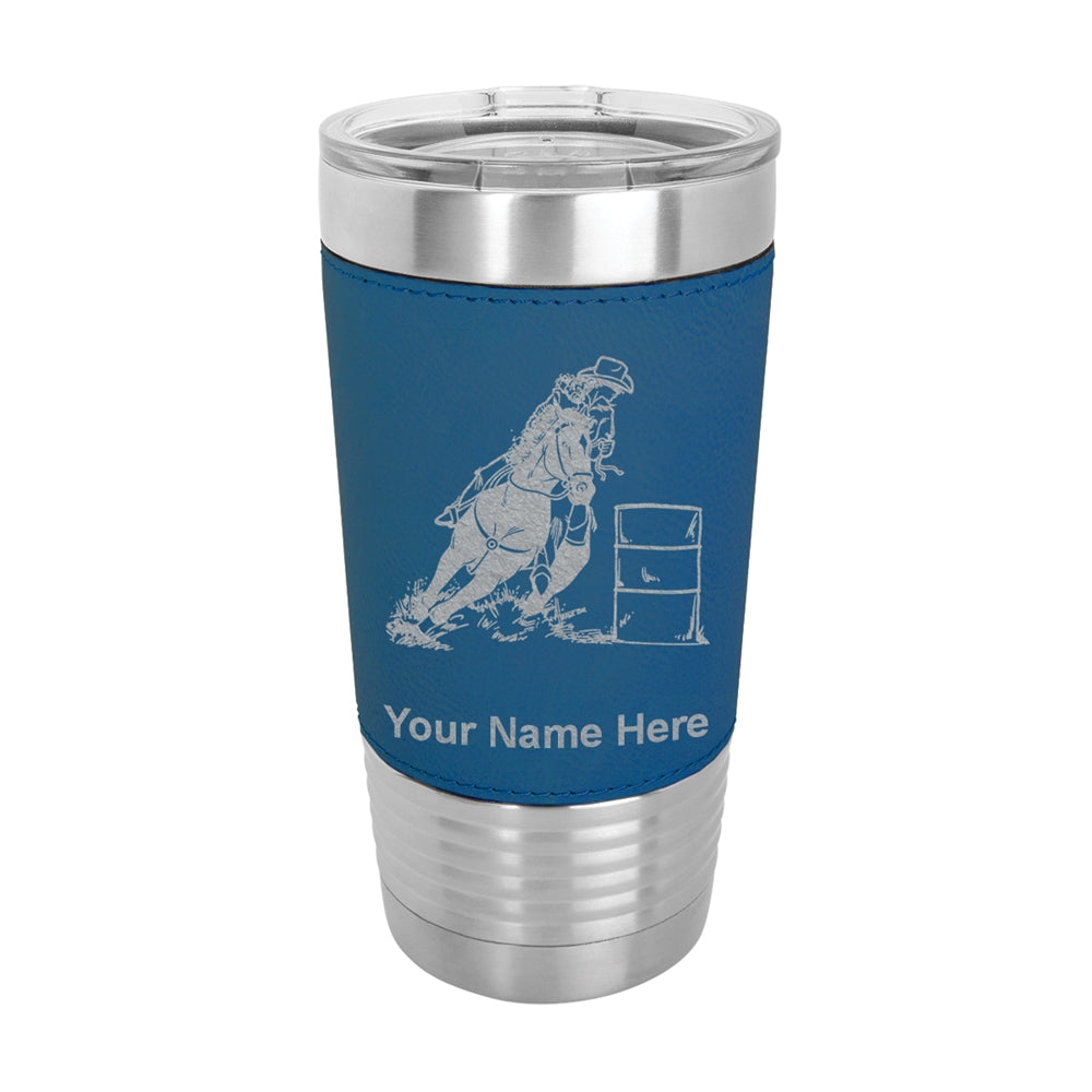 20oz Faux Leather Tumbler Mug, Barrel Racer, Personalized Engraving Included - LaserGram Custom Engraved Gifts