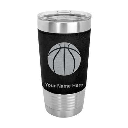 20oz Faux Leather Tumbler Mug, Basketball Ball, Personalized Engraving Included - LaserGram Custom Engraved Gifts