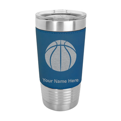 20oz Faux Leather Tumbler Mug, Basketball Ball, Personalized Engraving Included - LaserGram Custom Engraved Gifts