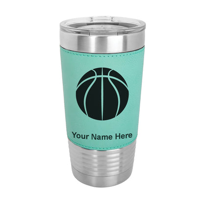 20oz Faux Leather Tumbler Mug, Basketball Ball, Personalized Engraving Included - LaserGram Custom Engraved Gifts