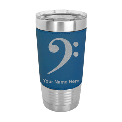 20oz Faux Leather Tumbler Mug, Bass Clef, Personalized Engraving Included - LaserGram Custom Engraved Gifts