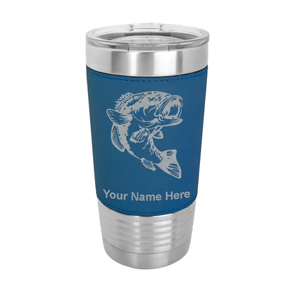 20oz Faux Leather Tumbler Mug, Bass Fish, Personalized Engraving Included - LaserGram Custom Engraved Gifts