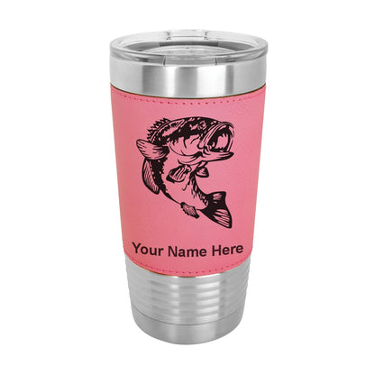 20oz Faux Leather Tumbler Mug, Bass Fish, Personalized Engraving Included - LaserGram Custom Engraved Gifts
