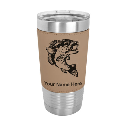 20oz Faux Leather Tumbler Mug, Bass Fish, Personalized Engraving Included - LaserGram Custom Engraved Gifts
