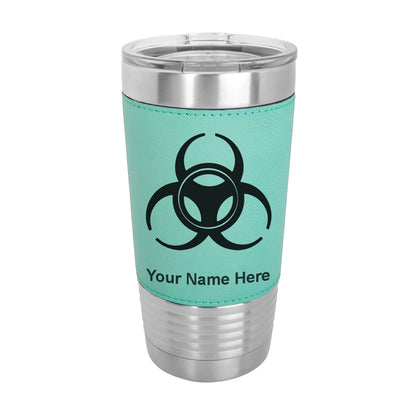 20oz Faux Leather Tumbler Mug, Biohazard Symbol, Personalized Engraving Included - LaserGram Custom Engraved Gifts