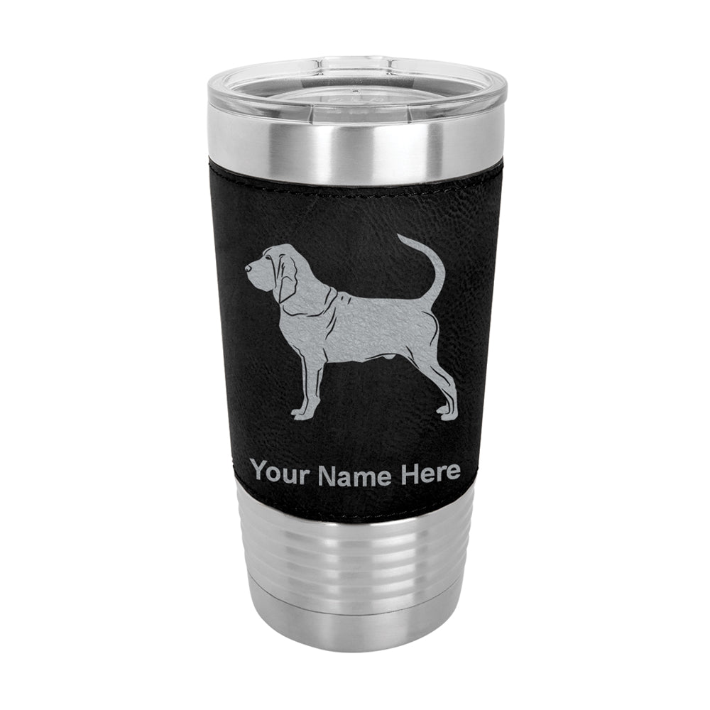 20oz Faux Leather Tumbler Mug, Bloodhound Dog, Personalized Engraving Included - LaserGram Custom Engraved Gifts