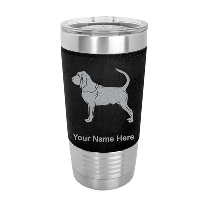 20oz Faux Leather Tumbler Mug, Bloodhound Dog, Personalized Engraving Included - LaserGram Custom Engraved Gifts