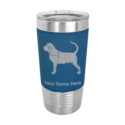 20oz Faux Leather Tumbler Mug, Bloodhound Dog, Personalized Engraving Included - LaserGram Custom Engraved Gifts